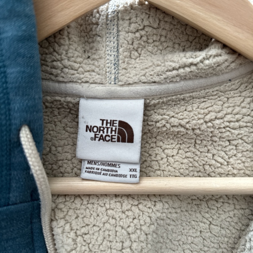 The North Face Teal Hoodie with Cream Lining